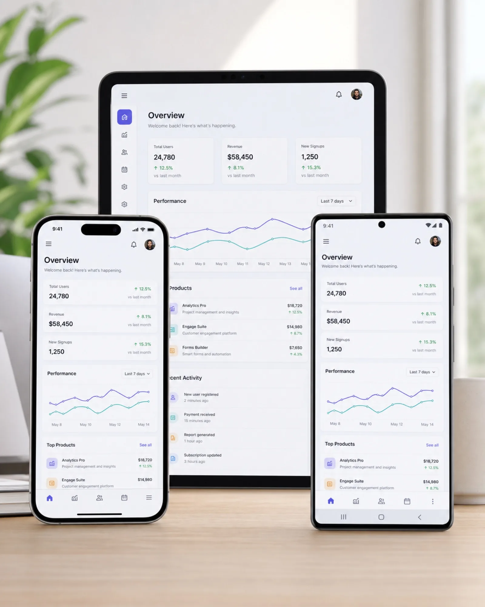 Tablet and phone both showing the same interface